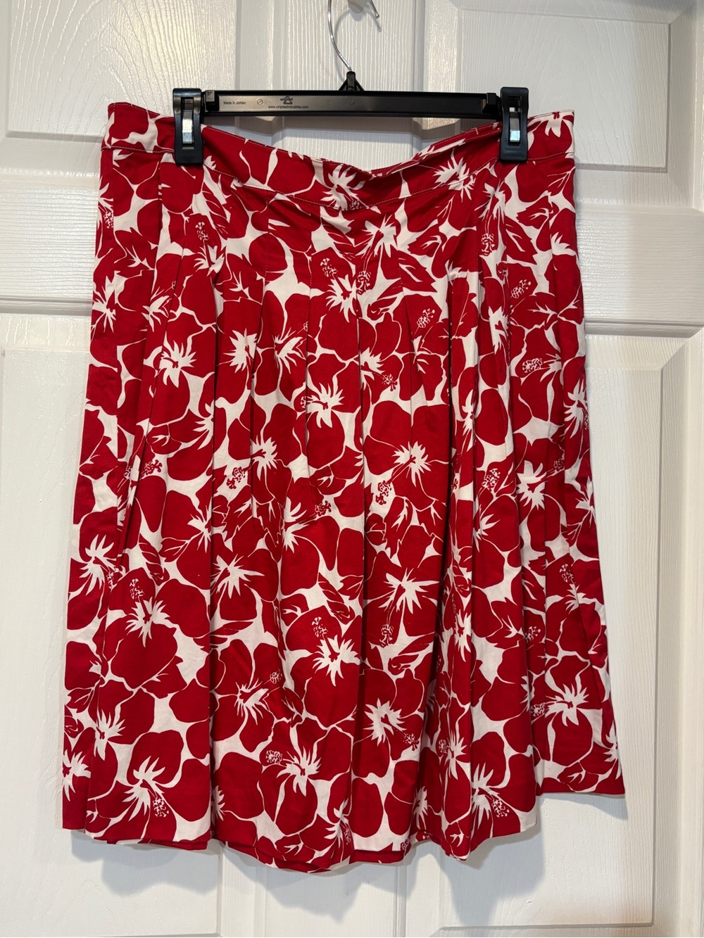 Talbots Red and White Floral Circle Skirt